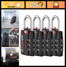 TSA Approved 3-Digit Combination Luggage Locks - Easy Read Dials, Zinc Alloy, 4
