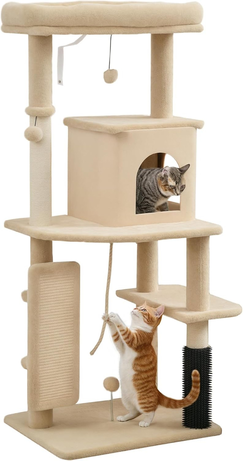 Albero Tiragraffi Multilivello 132 cm per Gatti | Palestra con Casetta
