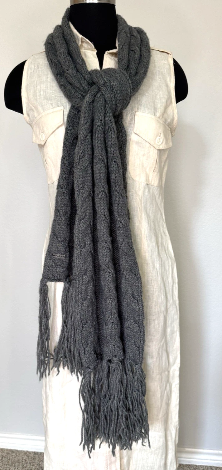 Outdoor Research Alpaca Wool Acrylic Blend Scarf Gray 11"x66"
