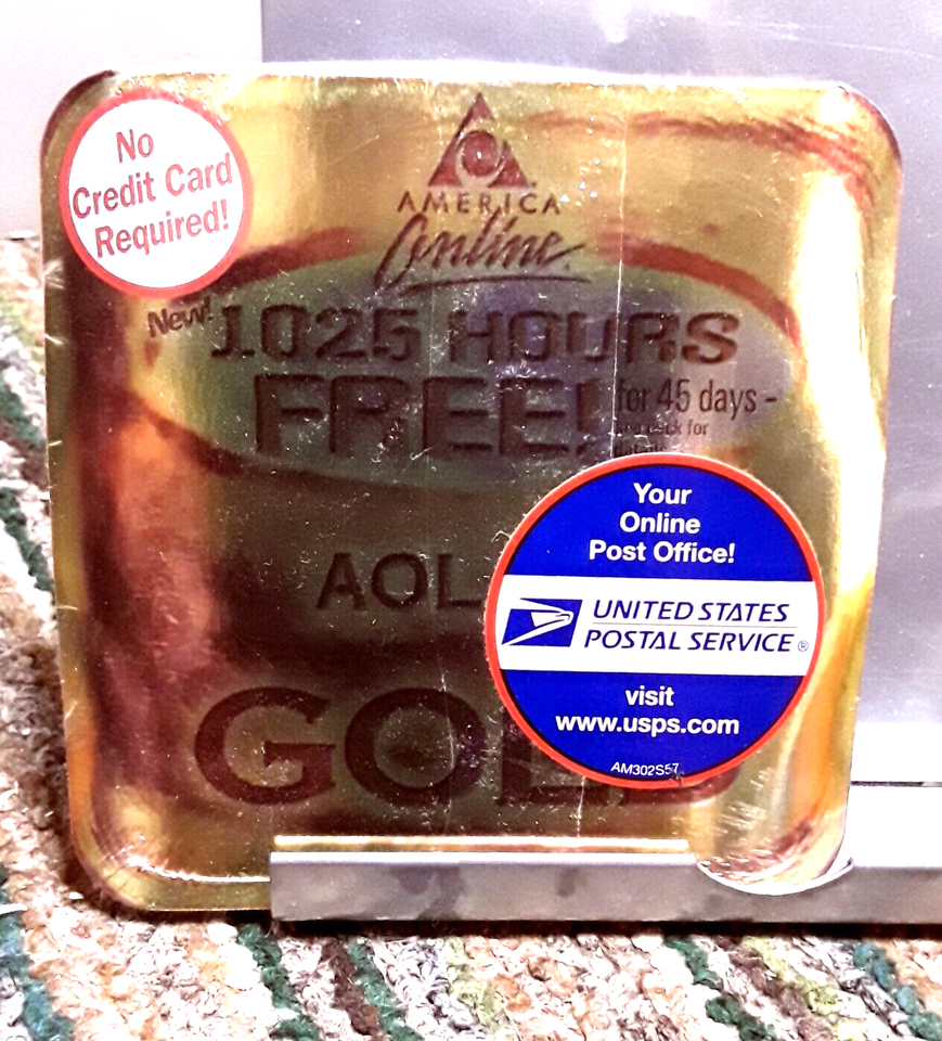 AOL 7.0 Gold 1025 Hours USPS Sticker Factory Sealed CD Computer ...