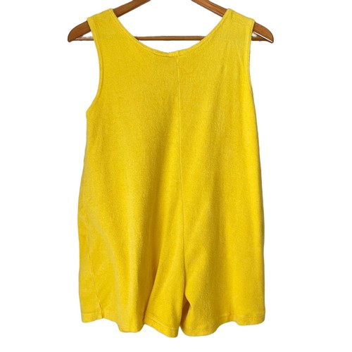 VTG Honors Girls Yellow Flower Terry Cloth Romper Sz XL Beach Hippie Cover Up - Picture 2 of 19