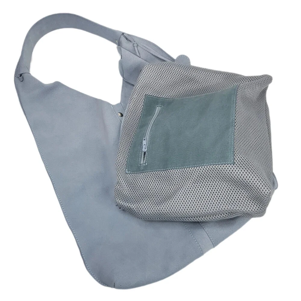 COACH Borsa a mano donna scamosciata blu chiaro tracolla hobo bag grigio blu tote shopper