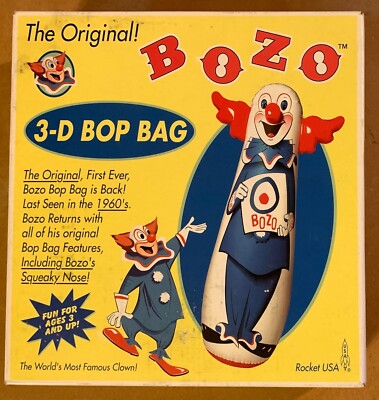 BNIP Original BOZO Famous Clown 3-D Bop Bag 2002 Rocket USA