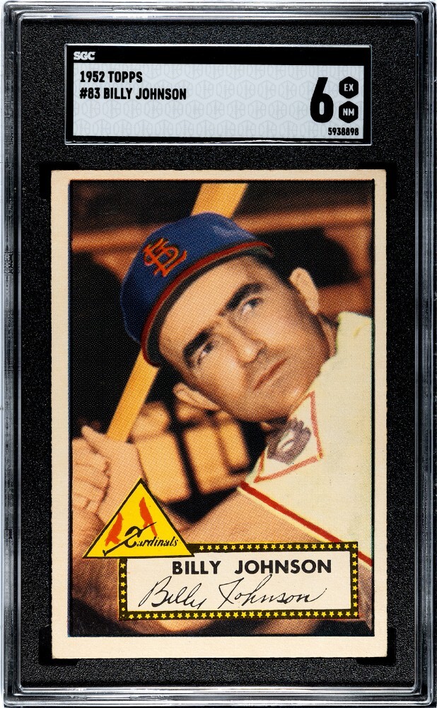 1952 Topps #83 Billy Johnson Red Back SGC 6 EX Cardinals Well Centered