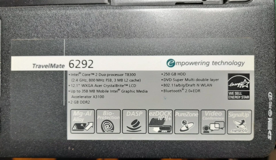 Vendo Acer Travelmate 6292-FUNZIONANTE--LEGGI BENE- - Immagine 2 di 4