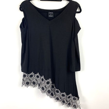 Cartise Womans Top Black cold shoulder   asym...