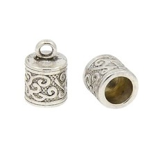 Tibetan Style Antique silver cord ends 6mm hole 13X8.5mm end caps nickel free
