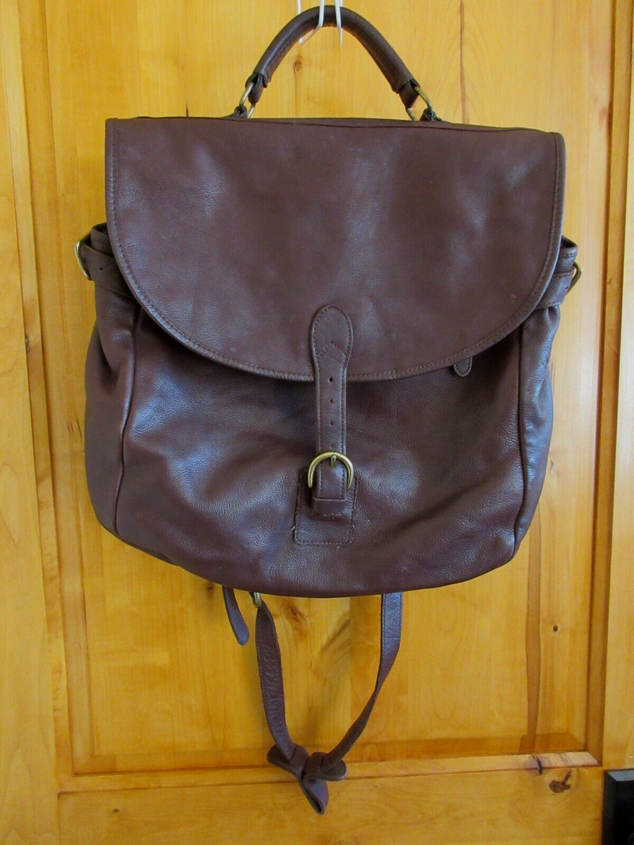 GAP VINTAGE LEATHER LARGE SATCHEL HANDBAG PEBBLE GRAIN DARK BROWN