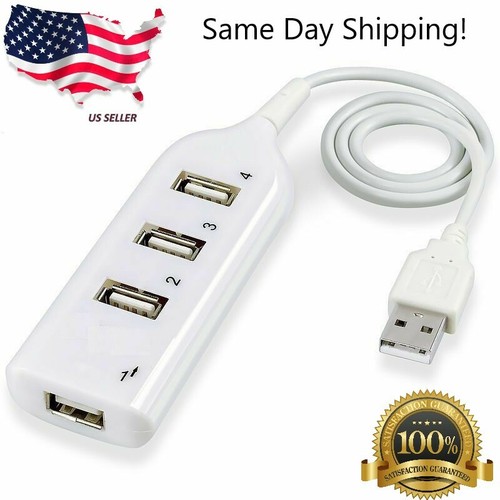 White USB 2.0 Hi-Speed 4-Port Splitter Hub For PC Notebook - Picture 2 of 8