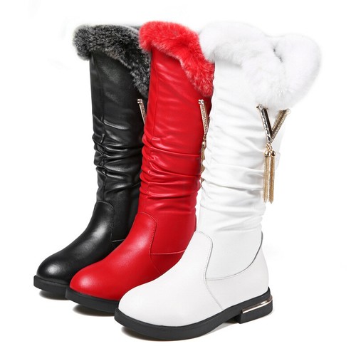 Kids Girls Fashion Zip Knee High Boots 