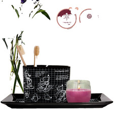 Disney Sketchbook Mickey Mouse Black Toothbrush  Holder Tray Set Bathroom New