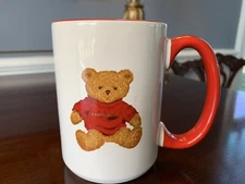 Vintage FAO Schwarz Mug with Teddy Bear in Red Sweater Red Handle M Ware