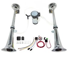 600DB Fanfare Hupe Druckluft Horn Nebelhorn Chrom mit Kompressor 12V Bus PKW LKW