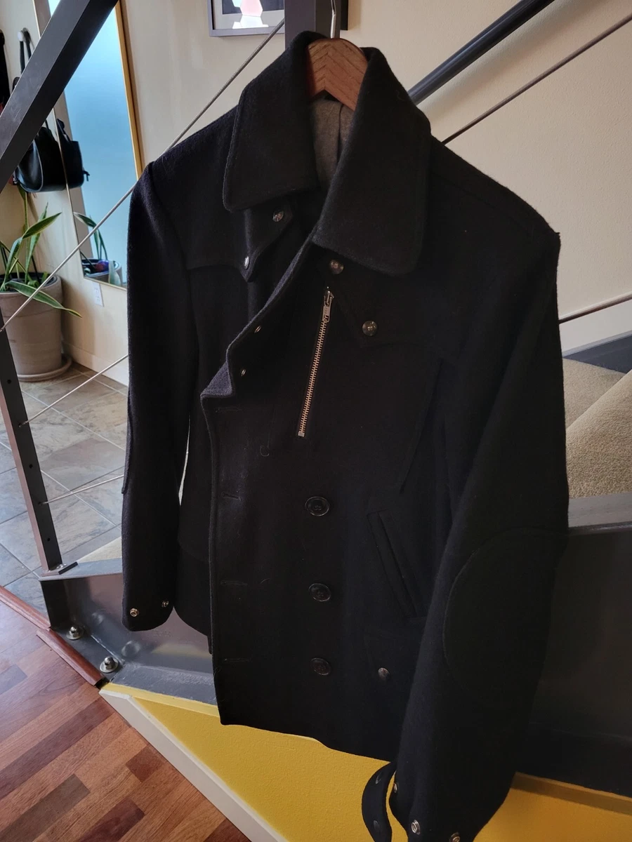 Monitaly Riders Coat - Men's Small/38 - Black, wool, made in USA MiUSA