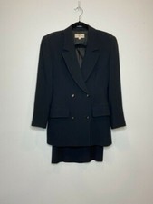 VTG Valentino Iconic Designer Double Breasted Black Skirt Suit Italy 4 38