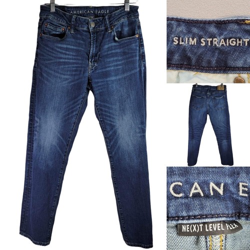 American Eagle AE Jeans Mens 30x30 Slim Straight Dark Wash Cotton Denim Flex - Picture 8 of 8