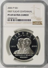 2003-P $1 First Flight Centennial Commemorative Silver Dollar NGC PF69 UCAM
