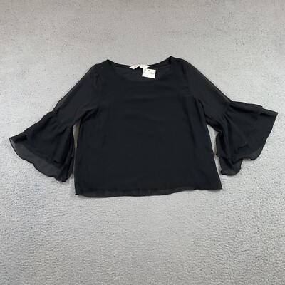 H&M Blouse Kids Girls 11-12 Black Formal Fancy Dressy #99