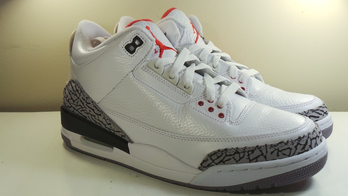 NIKE AIR Jordan 3 Retro White Cement 2011 136064-105 White Grey Black 9.5 US 43 Air Jordan III 3 Retro 2011 Review White/ Fire Red- Cement  main image 3