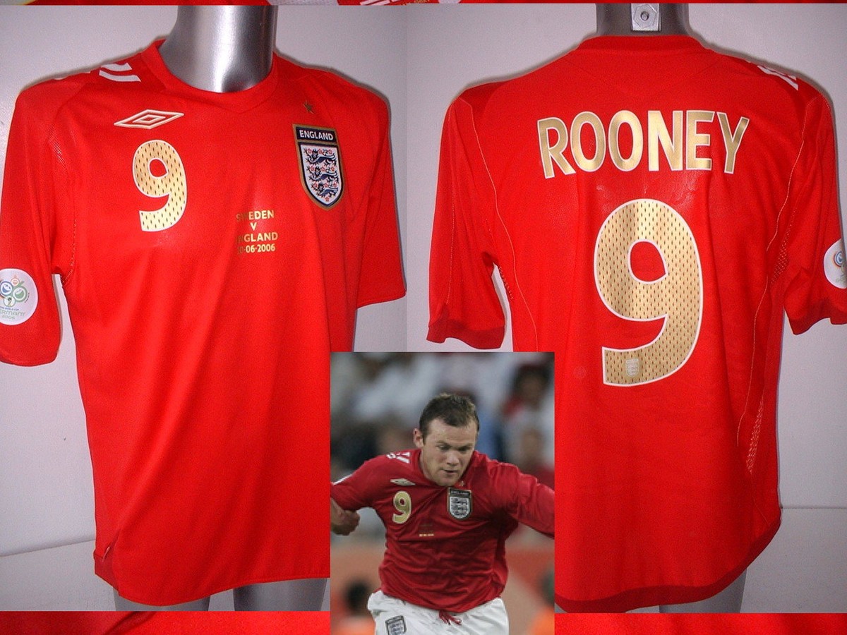 England Rooney S M L XL World Cup 06 Shirt Jersey Football Soccer Everton