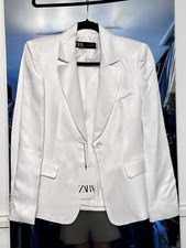 Zara White Blazer, Mother Of Pearl, Size S