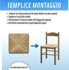 Ricambi Sedie In Simil Paglia 37x37 Cm – Set Di 4 Sedili Modello 998 SM Con Feltrini Antigraffio In Omaggio
