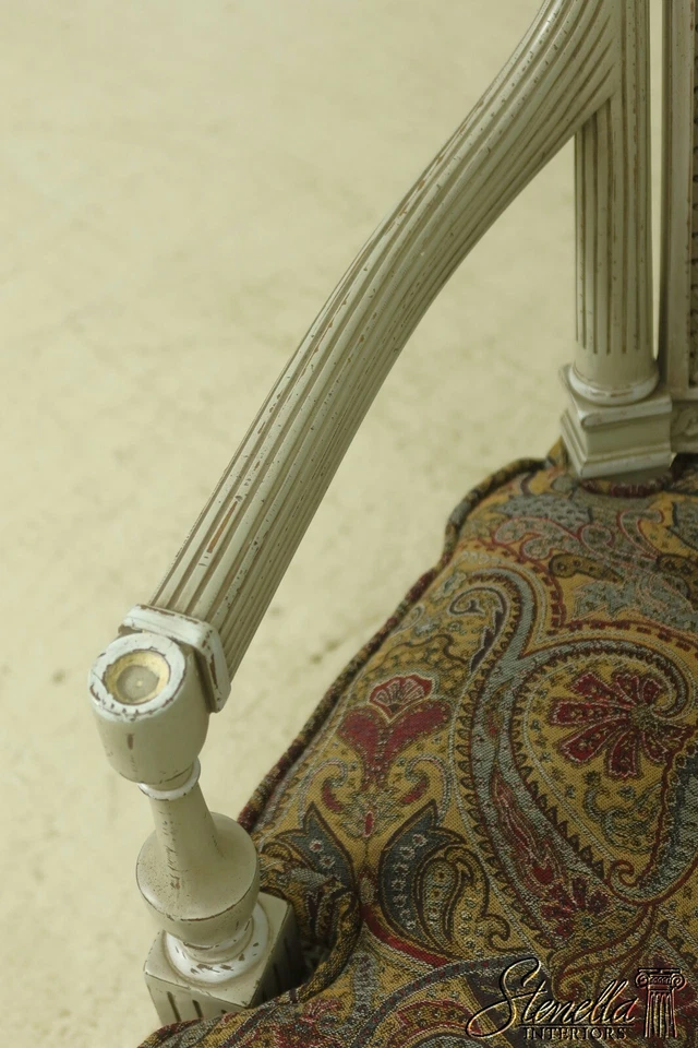 56692EC: Sofá de caña pintado gris francés Luis XVI Foto 4 de 4