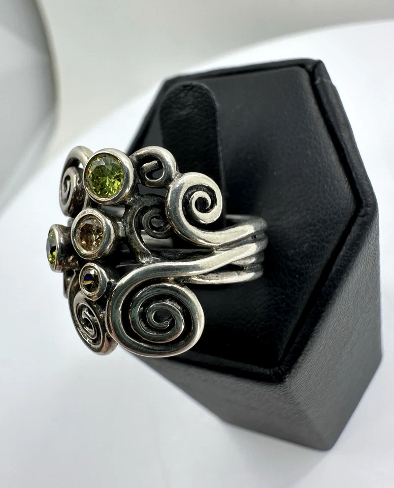 Anillo de piedras preciosas Pandora 925 vientos de otoño talla 8 Foto 3 de 4