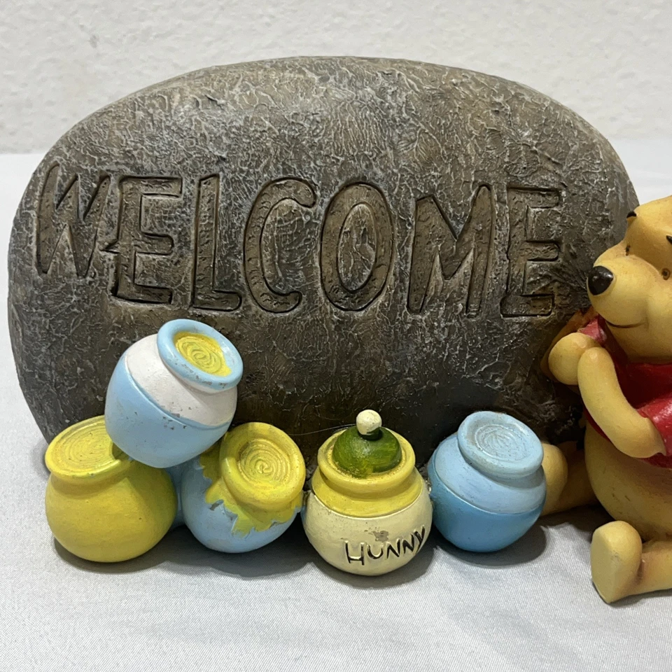 Disney Winnie The Pooh Garden Rock “Welcome” Lawn Decor Hunny Pots Porch Rock - Image 4 of 4