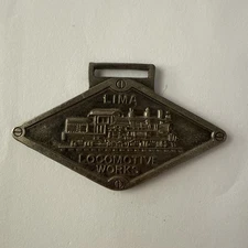 LIMA Locomotive Works Railway Railroad Co  Watch FOB New Leather Strap Keyring
