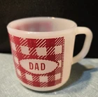 Vintage Westfield Milk Glass Mug – Red Gingham Plaid “DAD” Father’s Day Gift