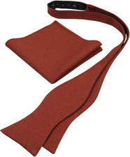 Mens Solid Linen Self Tie Bow Ties and Pocket Square Set