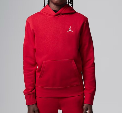 Jordan Red Logo Brooklyn Fleece Pullover Hoodie Boy’s Size XL 13-15 Years