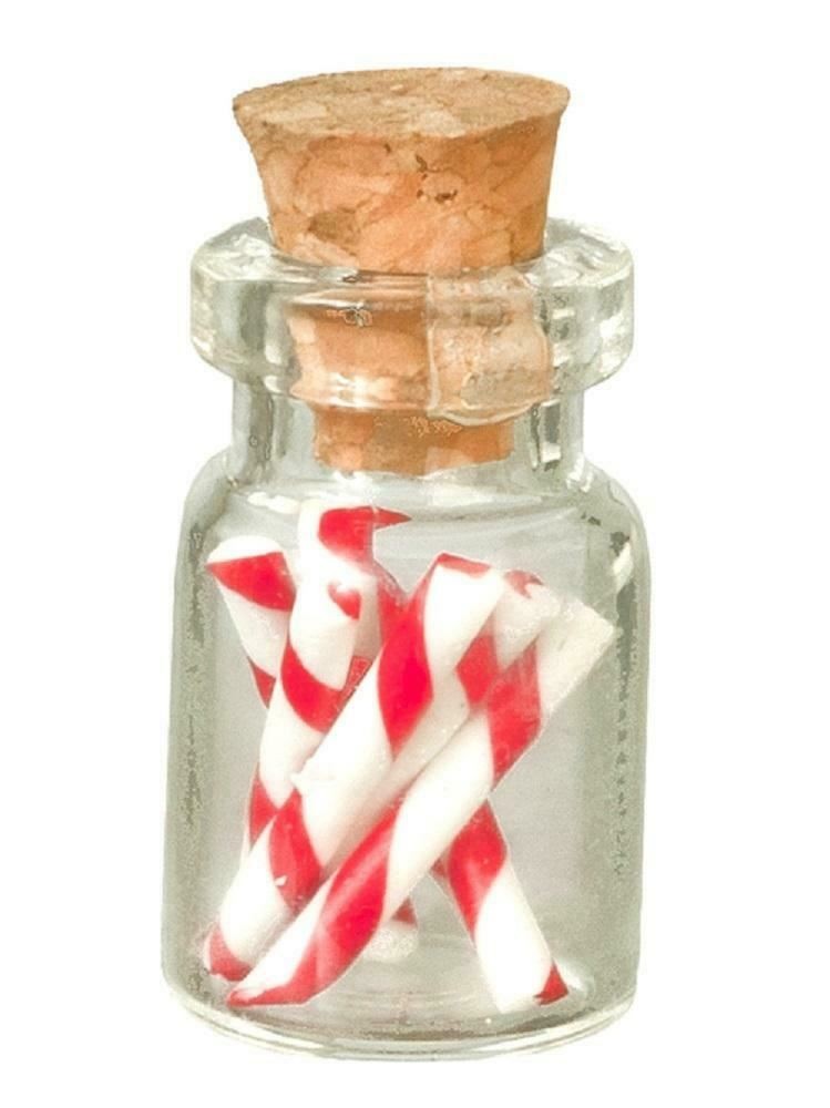 Dolls House Jar of Candy Canes Miniature Christmas Sweet Shop Store Accessory