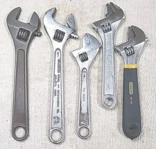 5 ADJUSTABLE WRENCHES 6" 8" Proto 706, Utica, Kobalt, Stanley, Diamalloy Tools 