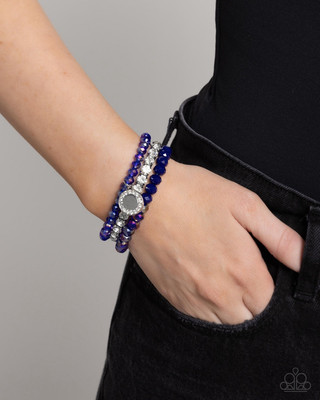 New Paparazzi Jewelry-Heroic Haute Stretch Bracelet-Blue