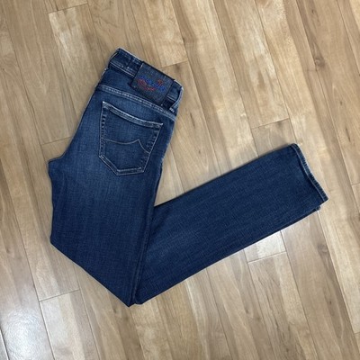 Jacob Cohen J622 Tailored Slim Jeans Herren W31 L34 Blau Button Fly Größe 31 Italy