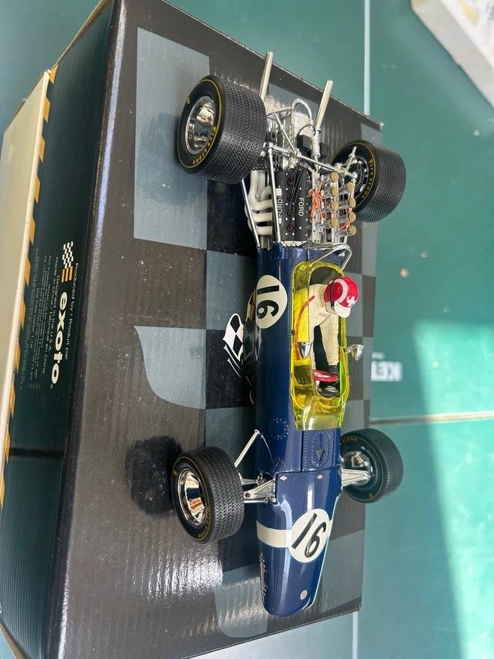 Coche modelo Lotus Ford tipo 49 Jo Siffert #16 1968 F1 Grand Prix escala 1:18 EXOTO Foto 4 de 4
