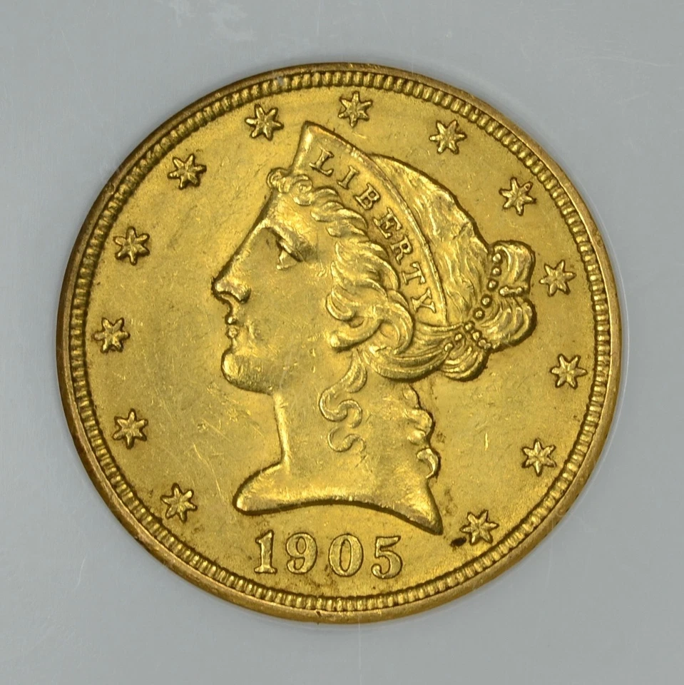 $5 Gold Liberty 1905 NGC MS62 ** #656207-012 Foto 4 de 4