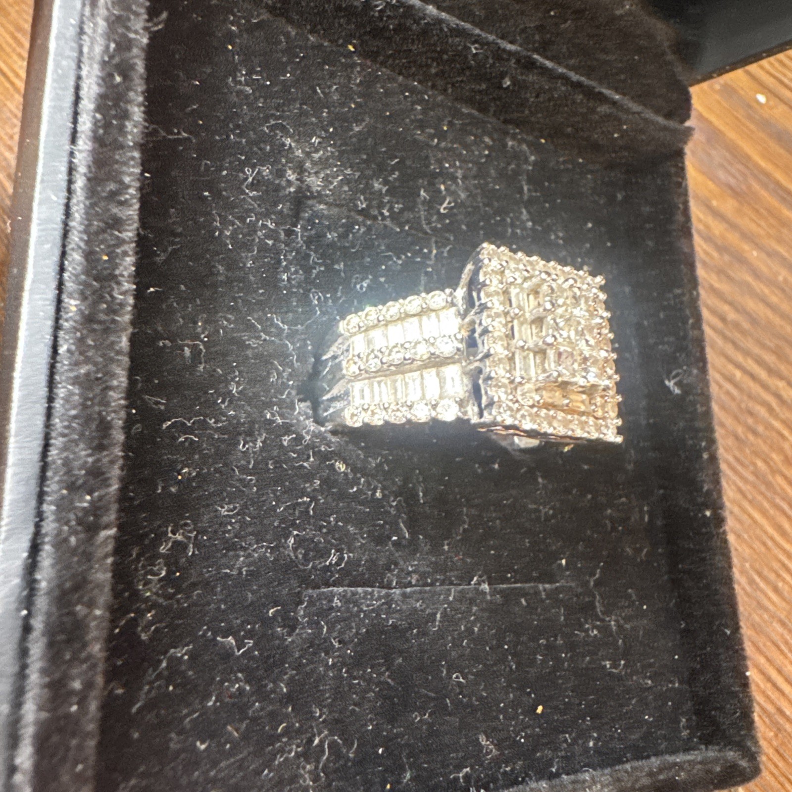 Rectangular Diamond Cluster Ring Princess Baguett… - image 12