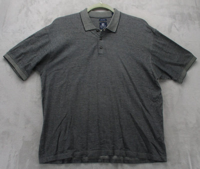 Pebble Beach Polo Shirt Men's Large Black with White Geometric Pattern Cotton