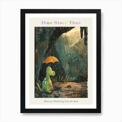 Dinosaurier Schutz vor dem Regen S gerahmtes Wandbild Poster Leinwanddruck Bild