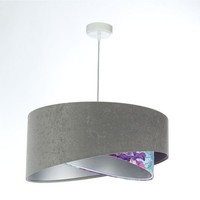 Pendelleuchte HäNgelampe Schlafzimmer Stoff E27 Rund D: 50 Cm Velours Optik