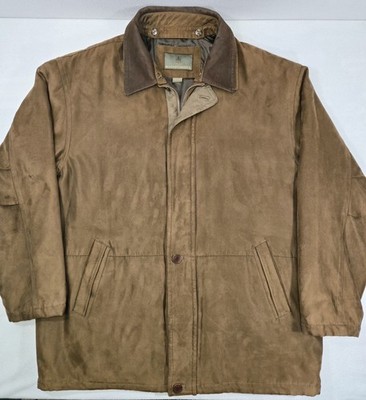 Rainforest Full Zip Faux Leather Overcoat Mens XL Brown Removable Leather Collar