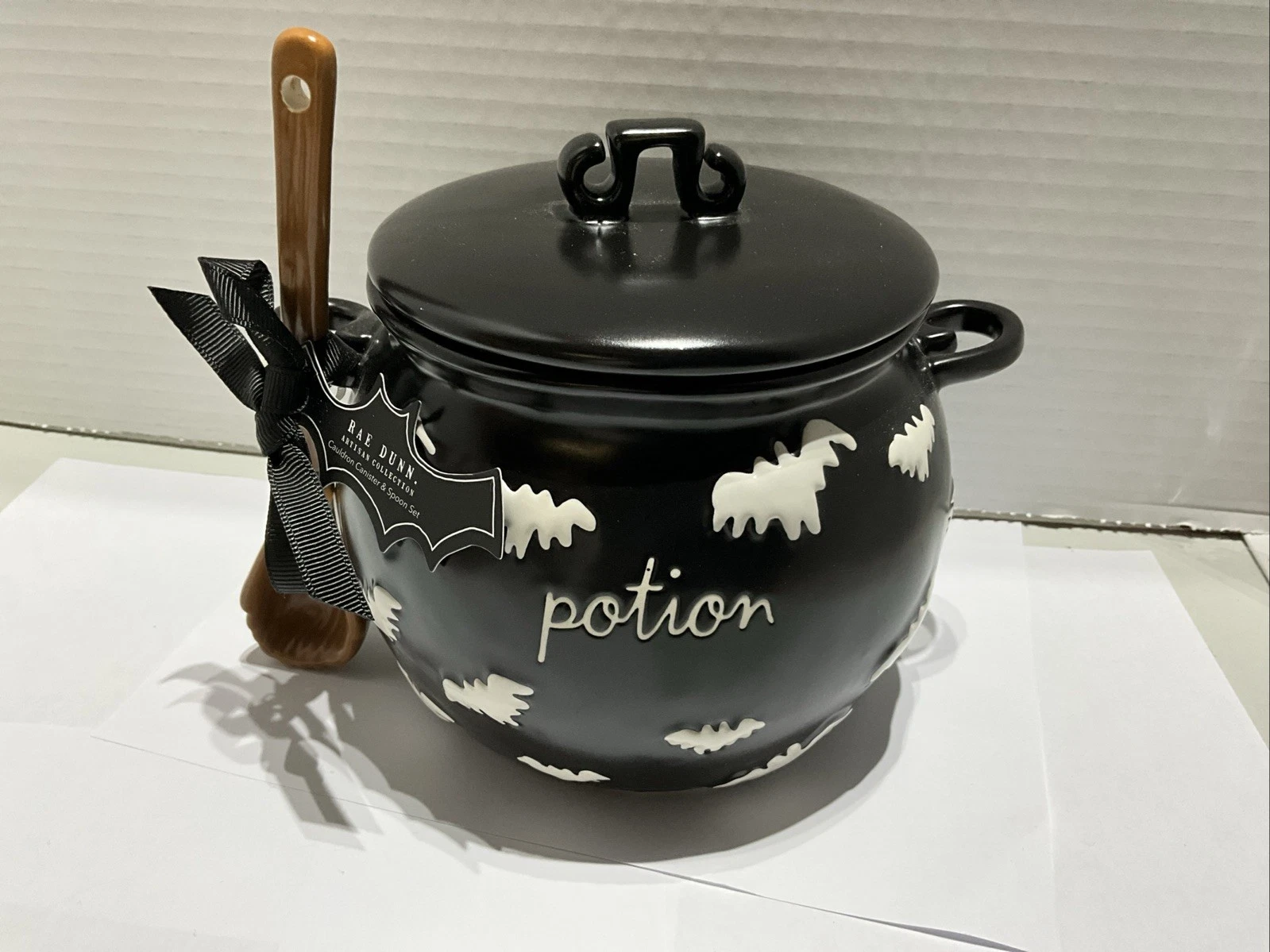 Rae Dunn Cauldron Canister & Spoon Set ~ New Halloween