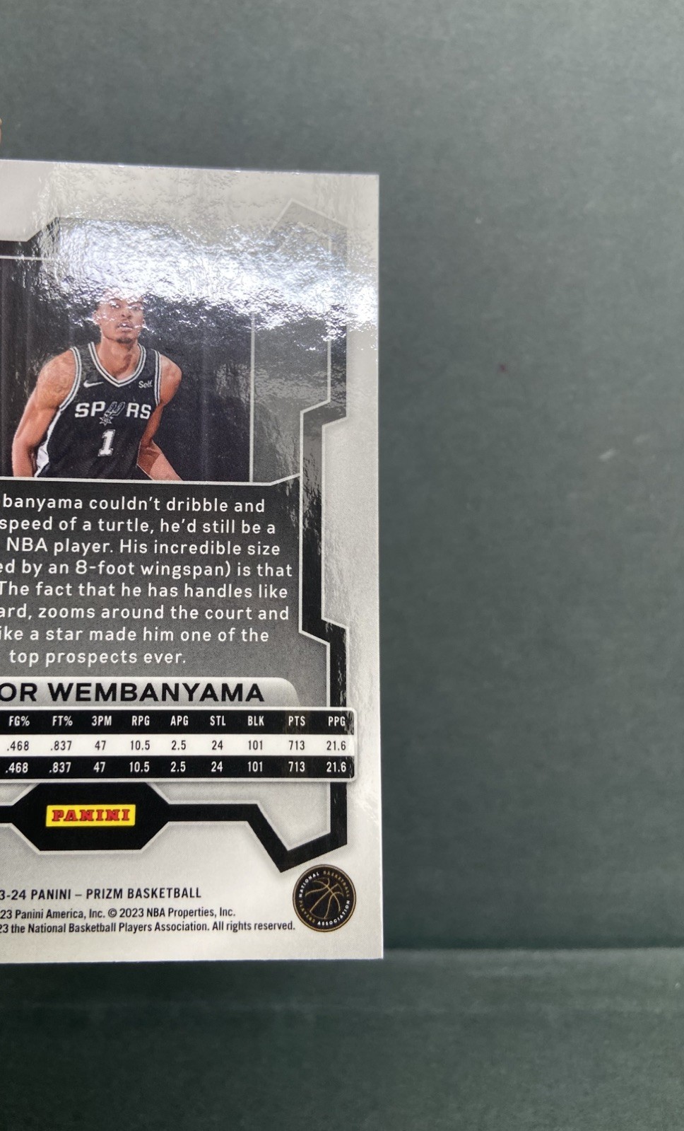 2023-24 Prizm Basketball Victor Wembanyama Rookie RC Base Card #136 Spurs view 4