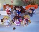 Vintage 1980's Cabbage Patch Doll Posable Figurines (Lot Of 6) Jointed Yarn Hair