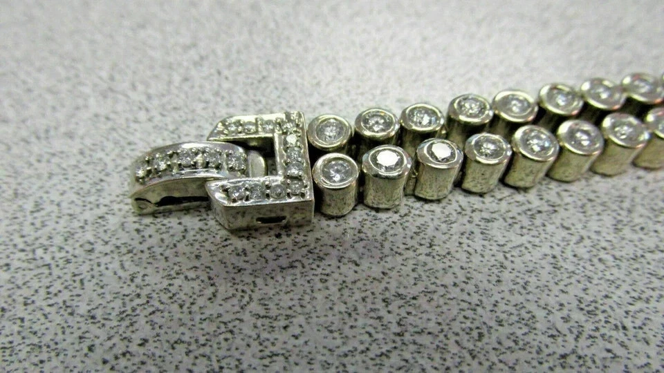 Мужской теннисный браслет круглой огранки из белого муассанита с покрытием из белого золота 14 карат 10 карат - Изображение 4 из 4