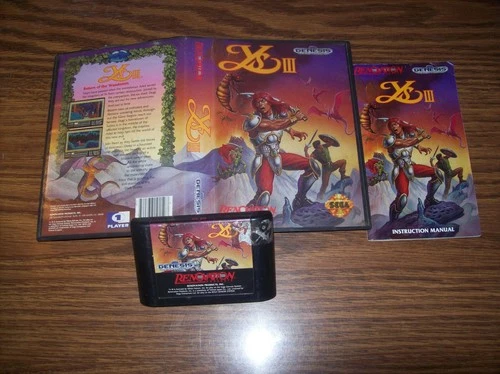 Ys III 3: Wanderers from Ys (Sega Genesis 1991) FALCOM Renovation COMPLETE CIB