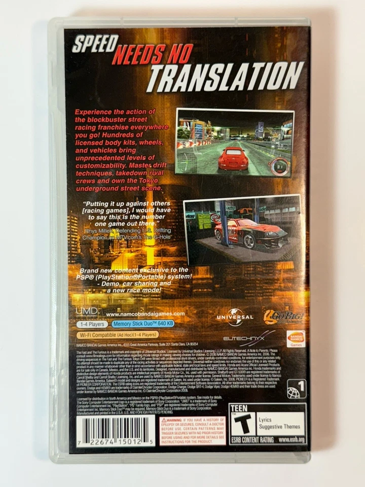 The Fast and the Furious (Sony PSP, 2007) CIB Complete w/ Manual Tested - Image 2 of 4